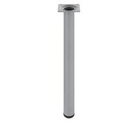 Amig - Pata Redonda para Mueble - 30X500 mm - Acero - para Mesas de Centro, Noche, Cómodas... - Tapón Antirayaduras - Resistentes - Plata - Tornillería incluída