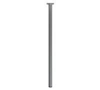 Amig - Pata Redonda para Mueble - 30X700 mm - Acero - para Mesas de Cocina, Comedor y Escritorio - Tapón Antirayaduras - Resistentes - Plata - Tornillería incluída