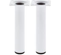 Amig - Pata Redonda para Mueble - Mod. 4 - Ø30 x 100 mm - con Tornillo de Regulación - Atornillable por 4 Puntos - Resiste hasta 15 Kg/Pata - Acero Blanco (Paquete de 2)