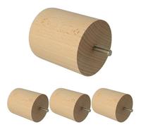 Amig - Pata Redonda para Mueble, Pata de Madera de Haya con Acabado Natural, Patas de Repuesto para Sofás, Camas, Mesas, Fijación: Espiga Metálica de Métrica 8, Medidas: 68 x 80 mm (Paquete de 4)