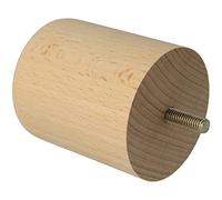 Amig - Pata Redonda para Mueble, Pata de Madera de Haya con Acabado Natural, Patas de Repuesto para Sofás, Camas, Mesas, Fijación: Espiga Metálica de Métrica 8, Medidas: 68 x 80 mm
