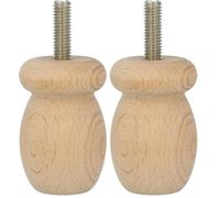 Amig - Pata Torneada para Mueble, Pata de Madera de Haya con Acabado Natural, Patas de Repuesto para Sofás, Camas, Mesas, Fijación: Espiga Metálica de Métrica 8, Medidas: 36 x 55 mm (Paquete de 2)