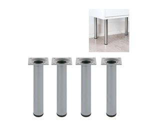 Amig - Patas Redondas de Metal para Muebles - Pack de 4 - Fáciles de Instalar - Resistencia de Carga Alta - Embellecedor Cerradura - para Mesas y Sofás, Plata, 30 x 700 mm, Metal