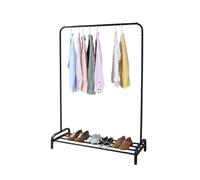 Amig - Perchero Burro Ïken - Mueble Organizador de Ropa con Barra para Colgar y Estante Inferior - 110x45x155 cm - Metal en Color Negro mate - Ideal para Dormitorio, Pasillo o Entrada