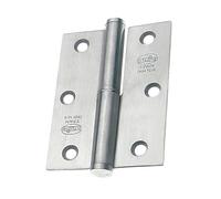 Amig - Pernio a la Izquierda - 90 x 65 x 2,5 mm - Arandela a Presión - Remate Plano - Cantos Cuadrados - Sujeta Puertas con Firmeza - Acero Inoxidable 18/8 Plateado Mate