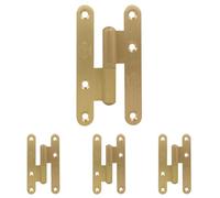 Amig - Pernio a la Izquierda - 95 x 52 x 2 mm - Arandela a Presión - Sin Remate - Cantos Redondos - Sujeta Puertas con Firmeza - Acero Latonado Barnizado (Paquete de 4)