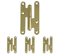 Amig - Pernio a la Izquierda - 95 x 52 x 2 mm - Arandela a Presión - Sin Remate - Cantos Redondos - Sujeta Puertas con Firmeza - Acero Lacado Dorado (Paquete de 4)