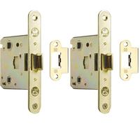 Amig - Picaporte Unificado de Entrada - 50 mm - Acero - Dorado - Con Lengüeta Reversible - Para Puertas Interiores de Baños, Cocinas y Habitaciones (Paquete de 2)