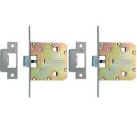 Amig - Picaporte Unificado Mod.2100 para Puertas de Madera de Paso a Baños, Cocinas o Habitaciones - Cierre de Embutir de Acero Inoxidable - De Entrada 50 mm - Frente en Canto Cuadrado (Paquete de 2)