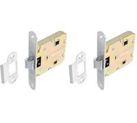 Amig - Picaporte Unificado para Puertas de Madera - Cerradura para Puerta Interior - Cierre de Embutir de Acero Latonado - Entrada 50 mm - Acabado: Inox Mate (Paquete de 2)