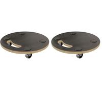 Amig - Plataforma de Carga con Ruedas - Soporte Rodante Redondo - 4 Alfombrillas Antideslizantes - Ø30 cm - Carga Máx.: 100 kg - 4 Ruedas: 2 con Freno - Madera Contrachapada - Certificado FSC - Negro