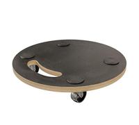 Amig - Plataforma de Carga con Ruedas - Soporte Rodante Redondo - 4 Alfombrillas Antideslizantes - Ø30 cm - Carga Máx.: 100 kg - 4 Ruedas: 2 con Freno - Madera Contrachapada - Certificado FSC - Negro