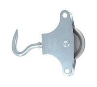 Amig - Polea para tendedero de ropa | Con gancho | Acero | Roldana metálica de 39mm | Incluye tornillo de sujeción y guías | Polea tendedero segura | Polea tendedero exterior