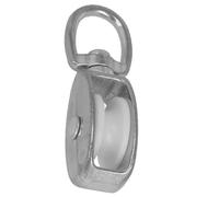 Amig - Polea Simple con Ojal Giratorio Modelo 630, con Rueda de Plástico Blanca, para Interiores y Exteriores, Medidas 8 x 30 mm, Acero Zincado, No Apta para Trabajos de Elevación