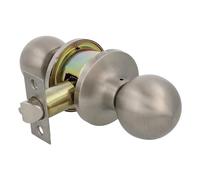Amig - Pomo 603 a.Inox 18/8 tipo bola | Con llave exterior | Picaporte de entrada 60/70 mm | Canto cuadrado | Acero Inoxidable | Plateado | Puertas de grosor de 35 a 45 mm