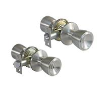 Amig - Pomo 603 cromo mate tipo copa - Con llave exterior - Picaporte de entrada 60/70 mm - Canto cuadrado - Latón - Plateado - Puertas de grosor de 35 a 45 mm