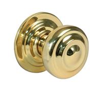 Amig - Pomo de Latón para Puertas - 70 mm de Diámetro - Latón y Base de Acero - Dorado - Tirador con Tornillo y Tuerca de Fijación - Ideal para Puertas de Entrada