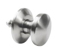 Amig - Pomo Fijo para Puertas de Interior Mod. 20 - ø80 x 70 mm - Con Embellecedor de Roseta - Agarre Ergonómico - Para Puertas con Grosor Máximo de 70 mm - Acero Inoxidable 18/8 Mate