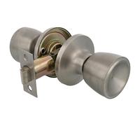 Amig - Pomo Paso Tipo Copa - Juego de Pomos con Manilla Ambos Lados -Acero Inox. - Picaporte de entrada 60/70 mm - Incluye tornillería - Para Puertas de Madera- Picaporte de Canto Cuadrado - Inox Mate