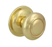 Amig - Pomo Puerta de Entrada | Grosor Máximo de Puerta 70 mm | Incluye Espárrago Roscado y Tuerca | Pomo Hueco de Bola | Fácil de Montar | Acero Latonado Barnizado