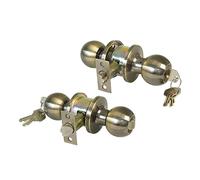 Amig - Pomo Puerta Entrada - Con Picaporte de Entrada 60/70 mm - Pomo de Bola en Ambos Lados - Con Cerradura y Condena - Sistema Antitarjeta - Para Puertas de Madera - Latón Cuero