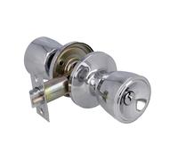 Amig - Pomo Puerta Entrada | Juego de Pomos Tipo Copa con Sistema Antitarjeta| Latón | Picaporte Entrada 60/70 mm | Llave y Condena | Para Puertas de Madera | Picaporte Canto Cuadrado| Cromado Brillo