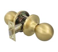 Amig - Pomo Puerta Interior - Con Picaporte de Entrada 60/70 mm - Pomo de Bola en Ambos Lados - Para Puertas de Paso de Madera de 35 a 45 mm - Latón Mate