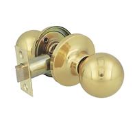 Amig - Pomo Puerta Interior | Con Picaporte de Entrada 60/70 mm | Pomo de Bola en Ambos Lados | Para Puertas de Paso de Madera de 35 a 45 mm | Latón Pulido