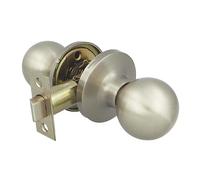 Amig - Pomo Puerta Interior - Con Picaporte de Entrada 60/70 mm - Pomo de Bola en Ambos Lados - Para Puertas de Paso de Madera de 35 a 45 mm - Plateado Mate