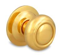 Amig - Pomo Redondo para Puertas Exteriores de Entrada - Tirador para Puerta Principal del Hogar - Diámetro tirador Ø70 mm - Latón pulido - Dorado - Incluye Tornillo y Tuerca de Fijación