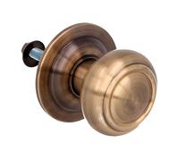Amig - Pomo Redondo para Puertas Exteriores de Entrada - Tirador para Puerta Principal del Hogar - Diámetro tirador Ø70 mm - Latón - Cuero- Incluye Tornillo y Tuerca de Fijación
