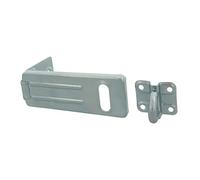 Amig - Portacandados con sistema de bisagra - Cerrojo para candados resistente - Hebilla o pestillo de sujeción para candado - Acero y acabado Zincado - Plateado - 67 x 33 mm