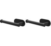 Amig - Portarrollos Adhesivo de baño para Papel higiénico Mod. EA-3 - Soporte Rollo de WC Adhesivo sin Tornillos - 164 x 70 x 45 mm - Acero Inoxidable - Negro Mate (Paquete de 2)