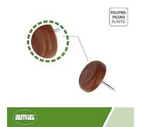 Amig - Protector para Pata de Madera - Mod. 75 - Ø22 mm - con Clavo y Cubierta de Plástico - Recomendado para Gres y Madera - Protege el Suelo Ante Rayaduras - Polipropileno Marrón