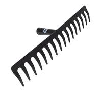 Amig - Rastrillo de Jardin - Rastrillo Metálico de Acero con 14 Dientes Robustos para Rastrillar y Trabajar la Tierra - Herramientas para huerto y Jardinería en Color Negro- Medidas: 350 mm.
