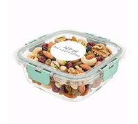Amig - Recipiente cuadrado Hermético para Alimentos - Capacidad: 320 ml - 112 x 112 x 50 mm - Contenedor de Cristal para Microondas, Horno, Congelador y Lavavajillas - Color verde