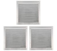 Amig - Rejilla Cuadrada de Aluminio con Mosquitera - Rejillas de Ventilación para Salida de Aire - Ideal para Techo de Cocina y Baño - Medidas 170 X 170 MM - Color Plateado (Paquete de 3)