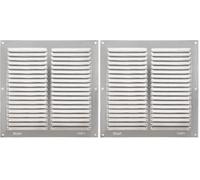 Amig - Rejilla Cuadrada de Aluminio con Mosquitera - Rejillas de Ventilación para Salida de Aire - Ideal para Techo de Cocina y Baño - Medidas 200 X 200 MM - Color Plateado (Paquete de 2)