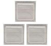 Amig - Rejilla Cuadrada de Aluminio con Mosquitera - Rejillas de Ventilación para Salida de Aire - Ideal para Techo de Cocina y Baño - Medidas 150 X 150 MM - Color Plateado (Paquete de 3)