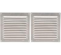 Amig - Rejilla Cuadrada de Aluminio con Mosquitera - Rejillas de Ventilación para Salida de Aire - Ideal para Techo de Cocina y Baño - Medidas 150 X 150 MM - Color Plateado (Paquete de 2)