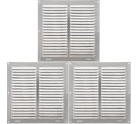 Amig - Rejilla Cuadrada de Aluminio con Mosquitera - Rejillas de Ventilación para Salida de Aire - Ideal para Techo de Cocina y Baño - Medidas 200 X 200 MM - Color Plateado (Paquete de 3)