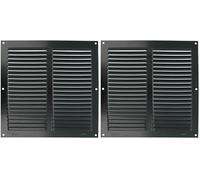 Amig - Rejilla Cuadrada de Aluminio - Rejillas de Ventilación para Salida de Aire - Ideal para Techo de Cocina y Baño - Medidas 250 x 250 mm - Color Negro (Paquete de 2)