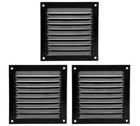 Amig - Rejilla Cuadrada de Aluminio - Rejillas de Ventilación para Salida de Aire - Ideal para Techo de Cocina y Baño - Medidas 100 x 100 mm - Color Negro (Paquete de 3)