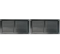 Amig - Rejilla Rectangular de Aluminio con Mosquitera - Rejillas de Ventilación para Salida de Aire - Ideal para Techo de Cocina y Baño - Medidas 100 x 200 mm - Color Negro (Paquete de 2)