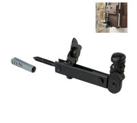 Amig - Retenedor Contraventana en Acero y Zamak - Medidas 157x60mm - Acabado Negro Mate - Regulable 30-60mm - Incluye Tacos y Tirafondos - Tope para Ventana para Evitar Golpes - Anclaje de Seguridad