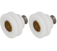 Amig - Rodamiento Mampara de Ducha - Juego de 2 Unidades - Ø 24 x 16 mm - Con Polea y Tornillo M5x8 - Para Puerta Corredera de Duchas de Baños - Nylon Blanco (Paquete de 2)