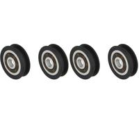 Amig - Rodamientos Mosquitera - Juego de 2 Unidades - Ø 21 mm - Rodamiento de Bolas Con Ranura Para Guía - Para Colocar en Ventanas Correderas Anti Mosquito - Poliamida Negro (Paquete de 2)