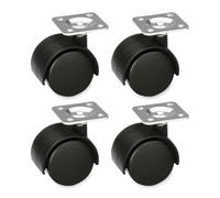 Amig - Ruedas para muebles con pletina giratoria - Pack 4 ruedas nylon Ø50 mm - carga 50 kg por rueda - fijación con placa atornillada - sin freno - color negro - Mod. 1500