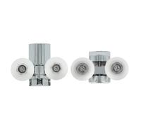 Amig - Set de 2 Rodamientos de mampara Mod. PMC06 - Ø25 mm - Zamak - Plateado - Rodamientos de pinzas con ruedas de nylon - Para Puerta Corredera de Duchas de Baños