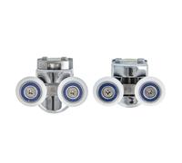 Amig - Set de 2 Rodamientos de mampara Mod. PMC07 - Ø23 mm - Zamak - Plateado - Rodamientos de pinzas con ruedas de nylon - Para Puerta Corredera de Duchas de Baños